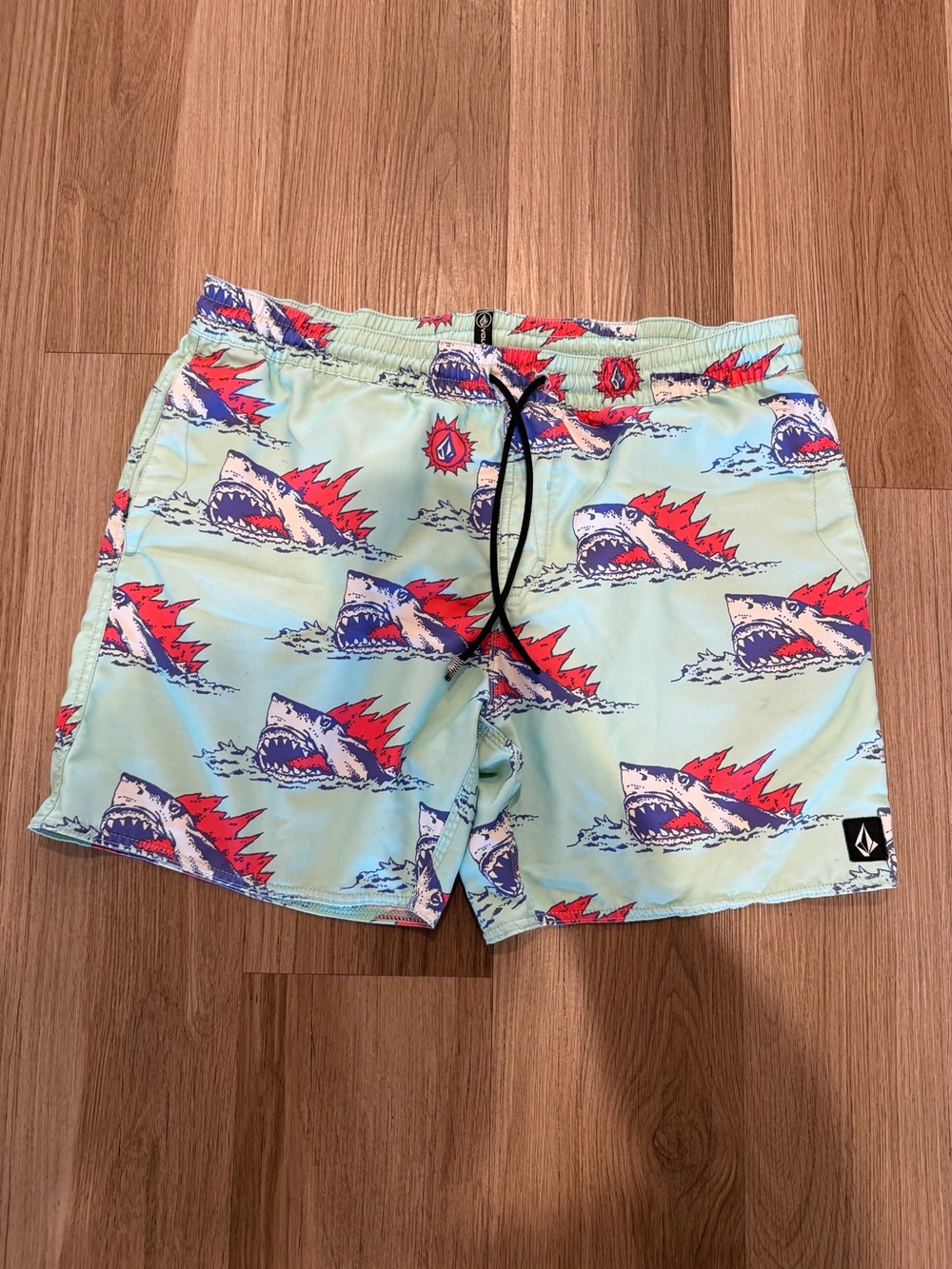 Volcom Men's XL Shark-Print Swim Trunks
